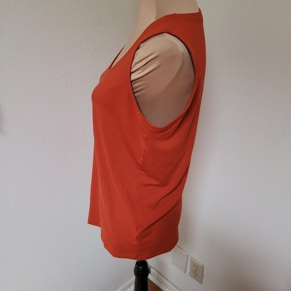Eileen Fisher Knit Shell Top Dark Red Orange - Picture 4 of 6